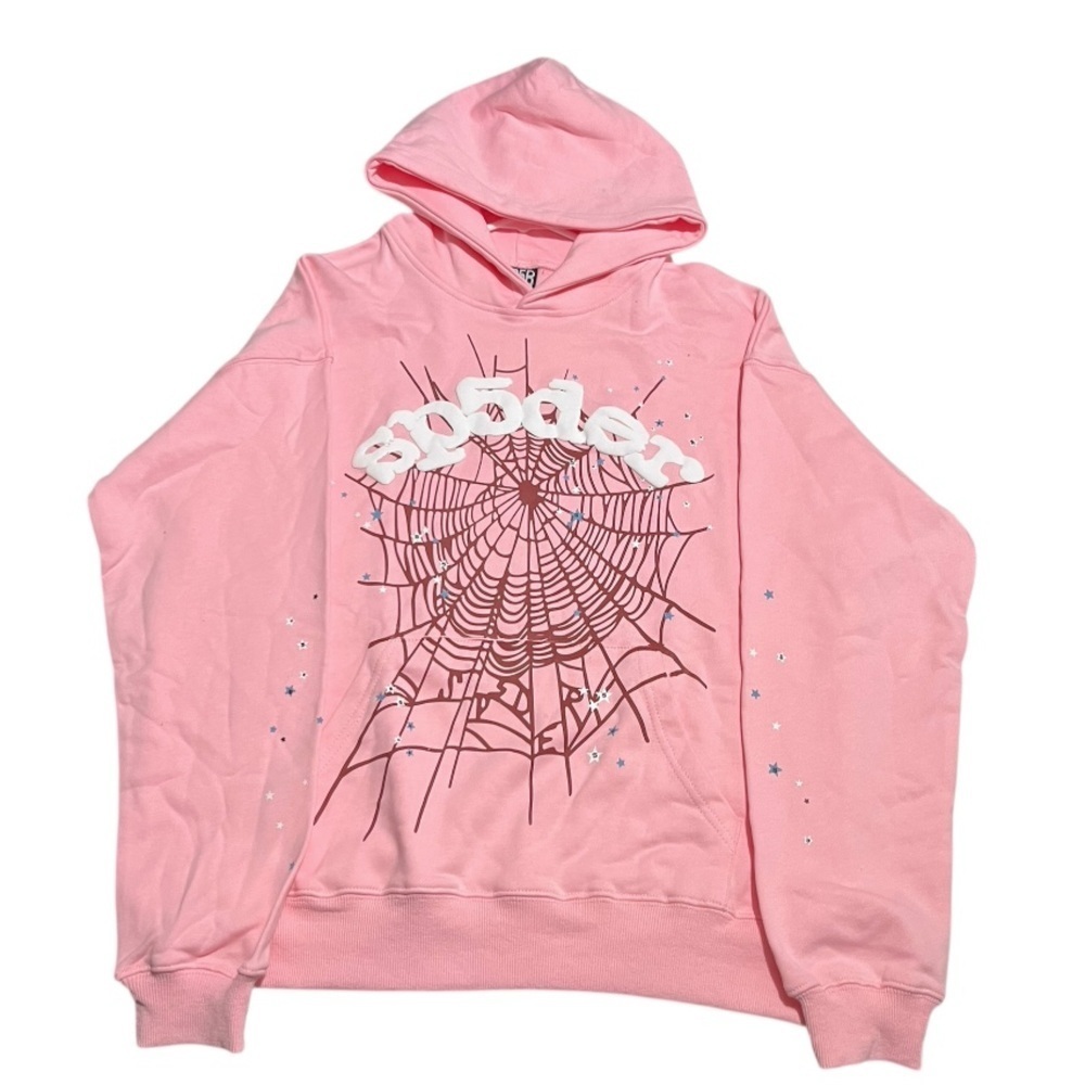 NEW Unisex Pink Spider Web Hoodie Sz M